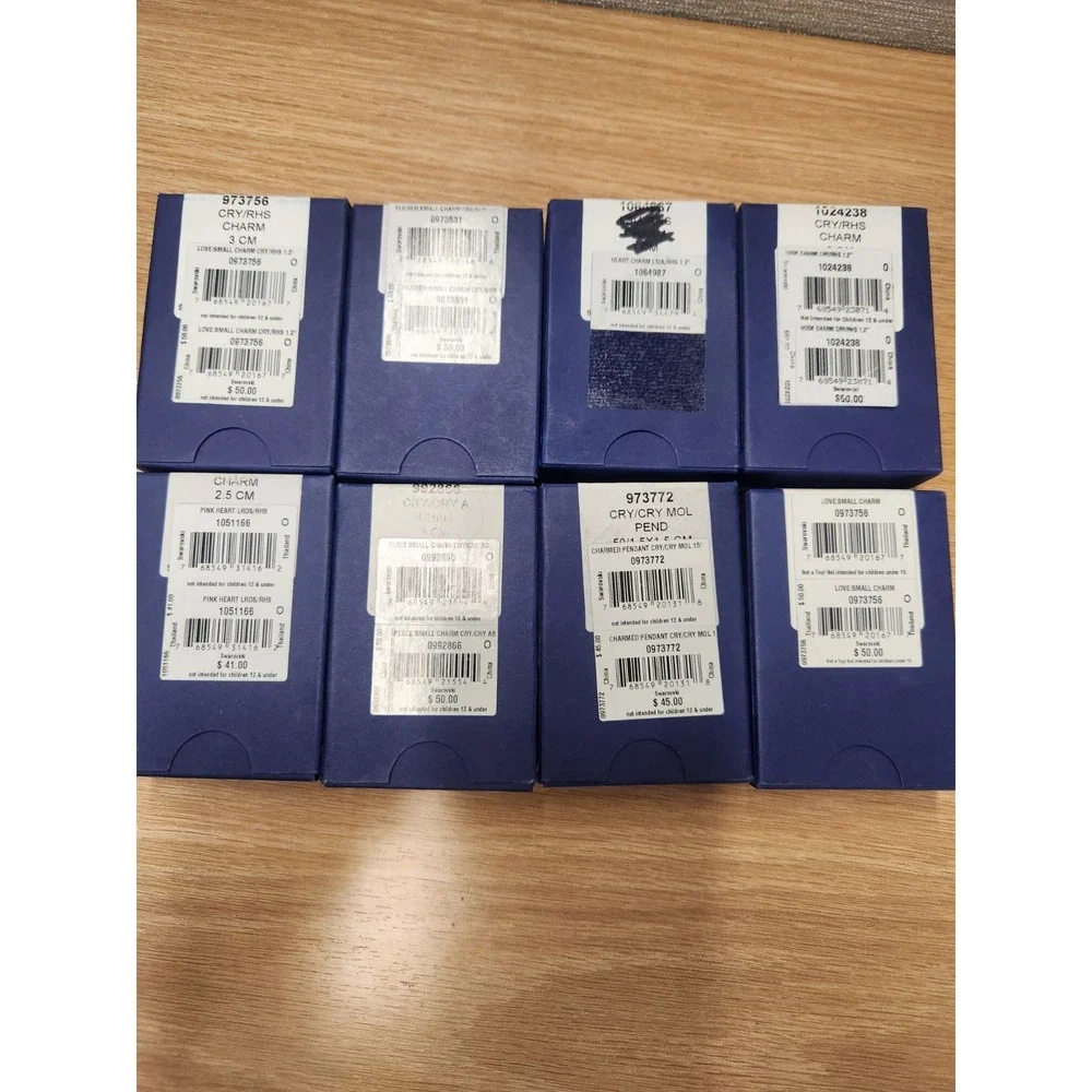 Swarovski Lot 8 EMPTY Jewelry Charms Boxes Mixed Lot With Inner Boxes Swan Logo